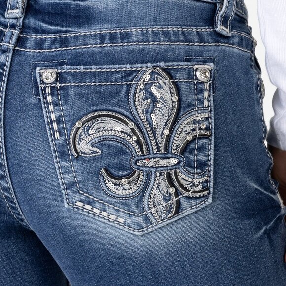 Miss Me Georgie Fleur Blue Boot Cut Jeans. New. - Picture 1 of 7